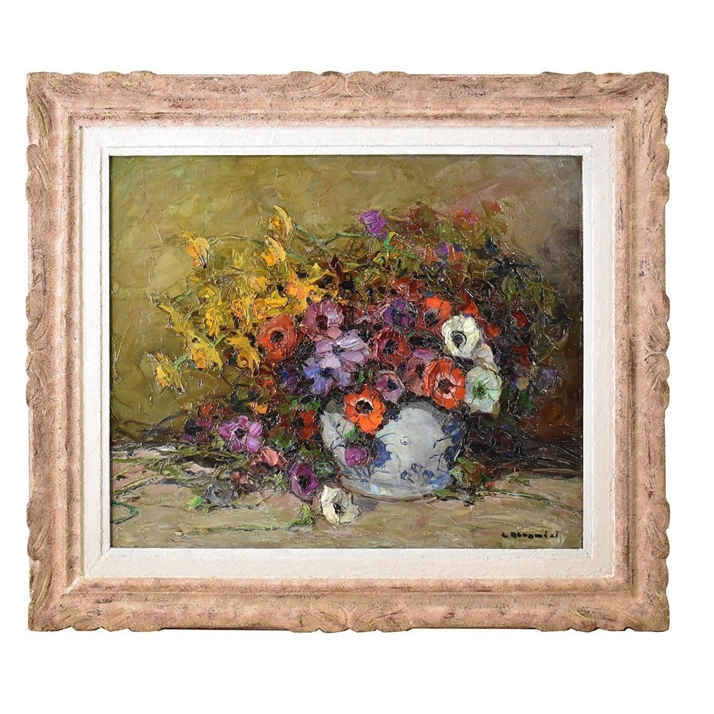 QF564 1 art deco antique floral painting flower canvas painting still life.jpg
